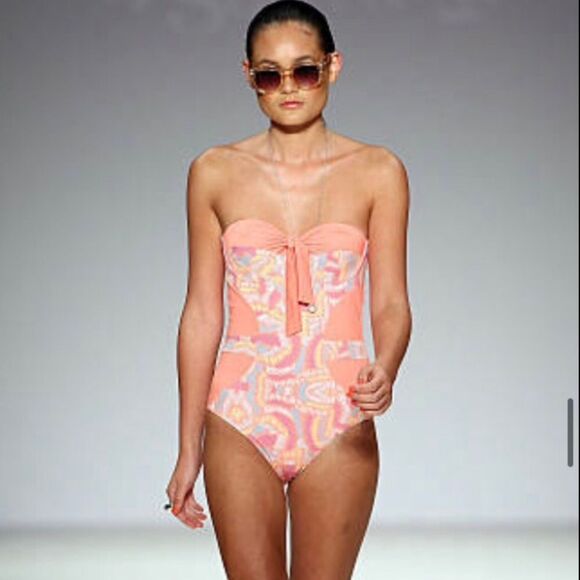 Nwt Kooey Australia Rosie Peach Print Swimsuit Size XS - Picture 2 of 7